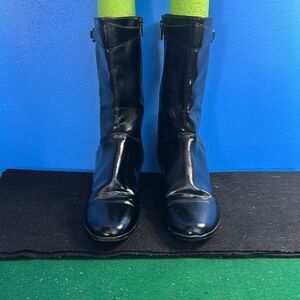 Predictions Women's Black Faux Leather Zip-Up Boots Size 9 Stylish